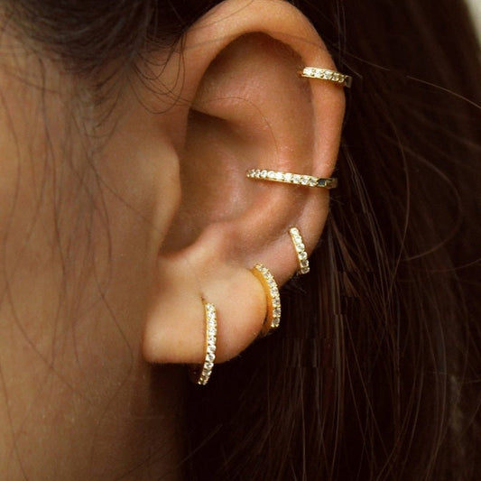 Delicate Pave Hoop Earrings S925, sterling silver hoops with sparkling pave accents, adding elegance and shine to your look.