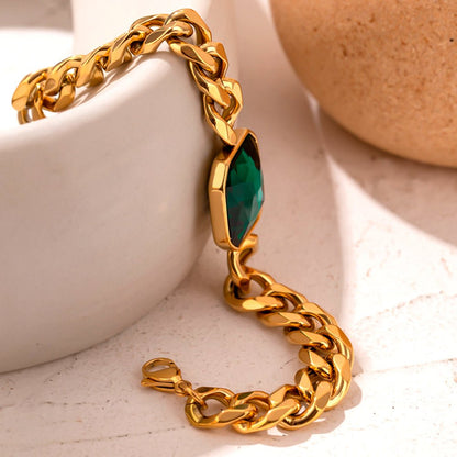 Image of the Serenity Stones Bracelet – an 18K gold stainless steel bracelet with calming natural stones for a peaceful, elegant everyday look.

